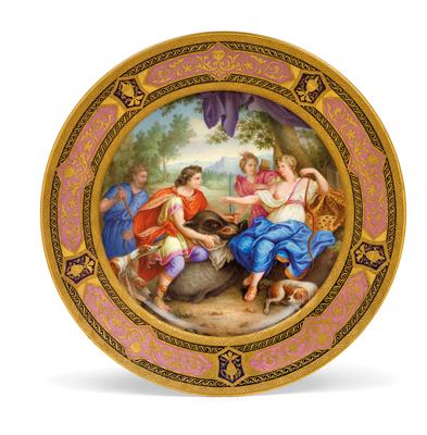 A pictorial plate “Meleager and Atalanta”, - Starožitnosti - Nábytek, Sochařská díla, Sklo a Porcelán