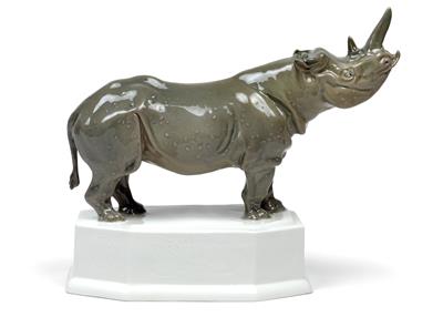 Afrikanisches Nashorn, - Möbel und dekorative Kunst, Skulpturen und Antiquitäten, Glas und Porzellan