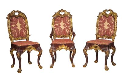 Ensemble of 3 Italian baroque chairs, - Starožitnosti - Nábytek, Sochařská díla, Sklo a Porcelán