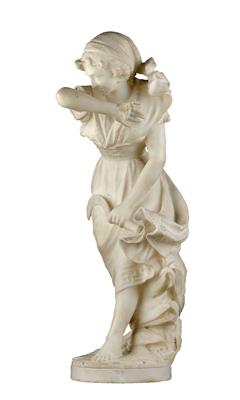 Eugenio Battiglia, a girl with a sickle, - Works of Art - Furniture, Sculptures, Glass and Porcelain