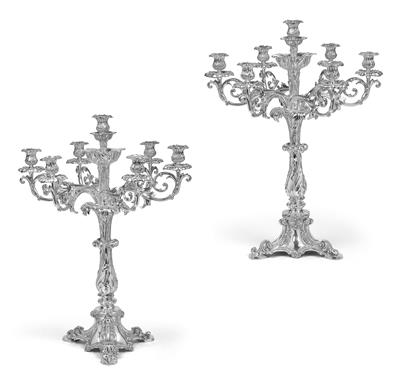 Four tall seven-light candelabra, - Starožitnosti - Nábytek, Sochařská díla, Sklo a Porcelán