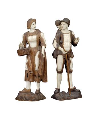 Stefan Föger the Younger, (1726 - 1770 Innsbruck), a vagrant couple with child, - Oggetti d'arte - Mobili, sculture, vetri e porcellane