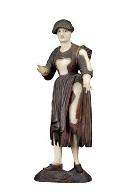 Stefan Föger the Younger, (1726 - 1770 Innsbruck), a vagrant woman with basket on her back, - Works of Art - Furniture, Sculptures, Glass and Porcelain