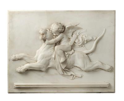 A Pair of Reliefs, Cupid Taming a Panther and Cupid Riding a Panther, - Furniture, Porcelain, Sculpture and Works of Art