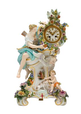 A Porcelain Clock Case with Clock Movement, - Furniture, Porcelain, Sculpture and Works of Art