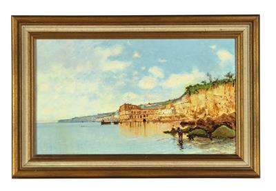 A Porcelain Painting, of Rectangular Form, with Polychromed Coastal Landscape in Naples, - Mobili e Antiquariato