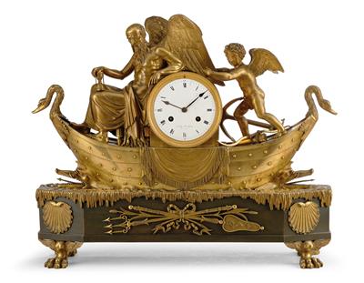 An Ormolu Empire “Chronos-Barke” Mantel Clock, - Starožitnosti