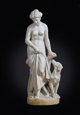 Johann Nepomuk Hautmann (1820 - 1903 Munich), Diana with Dog, - Furniture, Porcelain, Sculpture and Works of Art