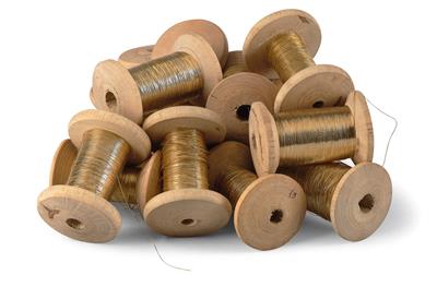 15 Spools of Gold-Coloured Yarn with Core for Embroidery, - Starožitnosti