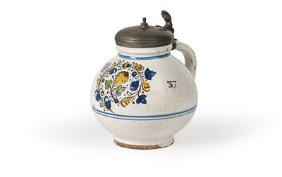 A Habaner Round Jug, Slovakia, Dated 1637 - Asian Art, Works of Art and Furniture