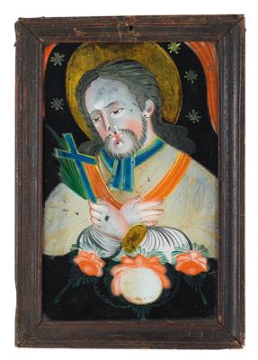 A Reverse Glass Painting, Saint John of Nepomuk, - Asian Art, Works of Art and Furniture