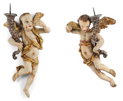 A Pair of Baroque Light-Bearing Angels, - Antiquariato e mobili