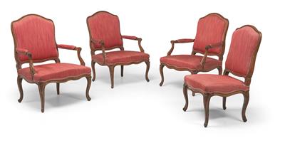 Satz von drei Armsessel und ein Sessel, - Asiatika, Antiquitäten & Möbel