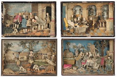 Four Rococo Collage Pictures, - Antiquariato e mobili