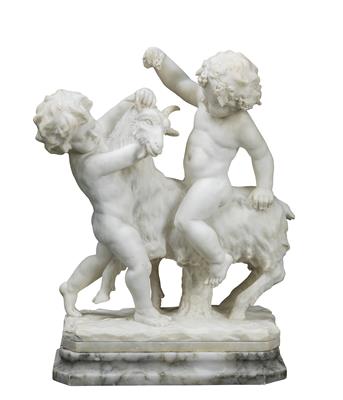 “Two Putti Playing with a Goat”, - Works of Art