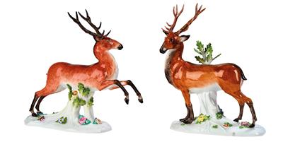 A Standing Stag and a Leaping Stag, - Works of Art