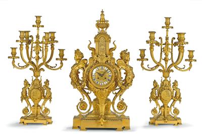 A Large Historicist Mantel Set, "Humbert, Paris" - Works of Art