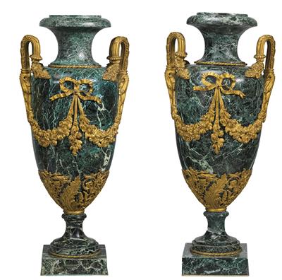 A Pair of Large Marble Vases, - Works of Art