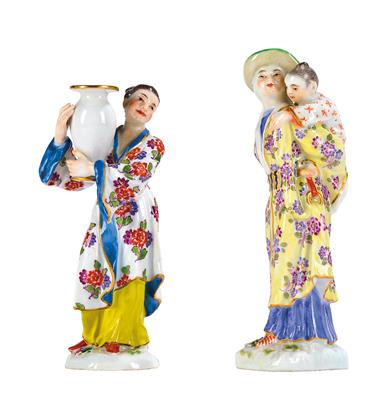 A Japanese Woman Carrying a Vase, and a Japanese Woman Carrying a Child on Her Back, - Works of Art