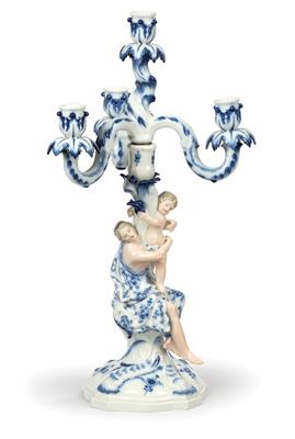 An Onion-Pattern Candelabrum with Mother and Child, - Antiquariato