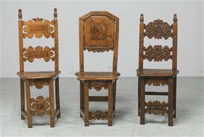 Three slightly different provincial chairs, - Mobili