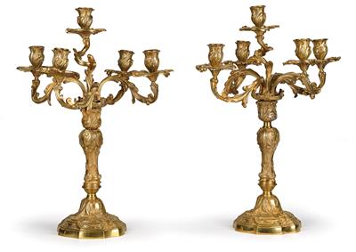 A pair of five-arm candelabra, - Asiatics, Works of Art and furniture