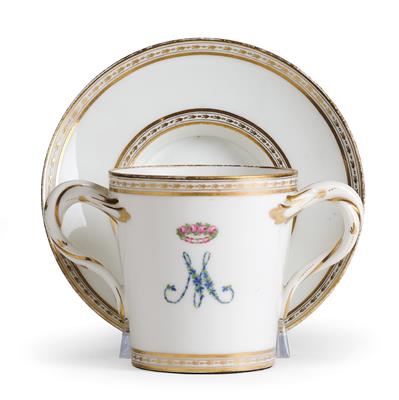 A Cup with Saucer and Crowned Floral Monogram M, - L’Art de Vivre