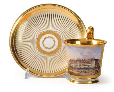 “Vue de l’hopital militaire Imp. Roy. Á Baden”, A Veduta Cup with a Saucer, - Works of Art