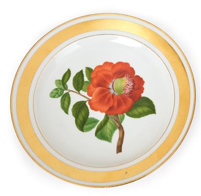 Botanischer Teller “Camellia japonica, semi duplex”, Wien, - Möbel; Antiquitäten und Metallarbeiten; Glas und Porzellan