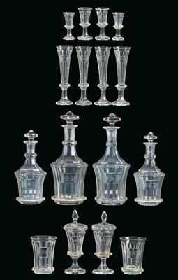 A Glassware Set with Monogram JSW, Bohemia, - Starožitnosti