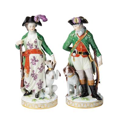 A Figure of a Huntsman and Huntress, Meissen, - Starožitnosti