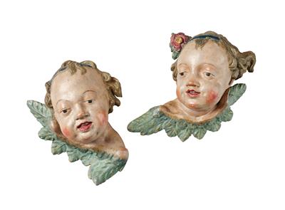 Johann Baptist Straub (1704 - 1784), a Pair of Winged Angels’ Heads, - Furniture; Works of Art; Glas and Porcelain