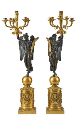 A Pair of Six-Arm Candelabra from France, - Mobili e Antiquariato