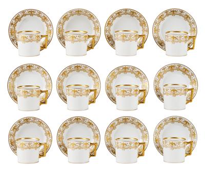 Magnificent Limoges Mocha Cups and Saucer in Empire Style, - Furniture; Works of Art; Glas and Porcelain