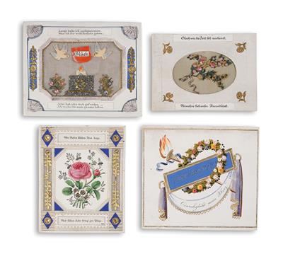4 Biedermeier Greeting Cards, One by Josef Endletsberger, One by Joseph Riedl, (from a Viennese Collection) - Antiques & Furniture
