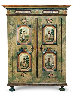 Bauernschrank, sogen. Vier Jahreszeiten Schrank, alpenländisch, (aus einer Wiener Sammlung) - Antiquitäten & Möbel