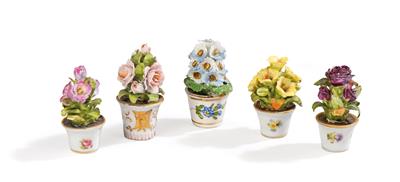 Five Miniature Pot Plants, German, c. 1900 (from a Viennese Collection) - Starožitnosti a nábytek