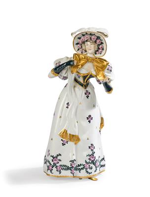Junge Dame mit Hut, Rudolstadt-Volkstedt, 1. Viertel 20. Jh., (aus einer Wiener Sammlung) - Antiquitäten & Möbel