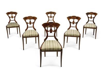 Satz von 6 Biedermeier Sesseln, - Antiquitäten & Möbel