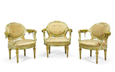 A Set of Three Neo-Classical Armchairs, - Anitiquariato e mobili
