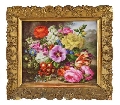 Josef Nigg (1782–1863), Porcelain Painting with Painted Floral Motifs, Signed Nigg, - Mobili e anitiquariato, vetri e porcellane