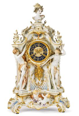 A Porcelain-Clock Case by KPM Berlin, Late 19th Century, - Mobili e anitiquariato, vetri e porcellane