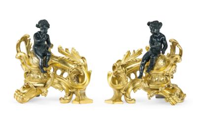 A Pair of Andirons, - Furniture, Works of Art, Glass & Porcelain