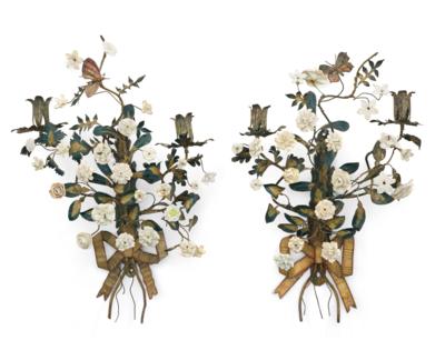 Paar seltene florale Wandappliken - Möbel; Antiquitäten & Metallarbeiten; Glas & Porzellan