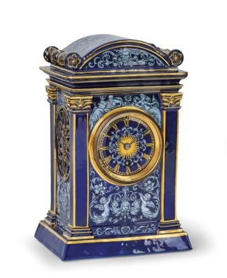 A Magnificent Clock Case in the form of a Small Temple with Pastose White Limoges Enamel Paintwork, Meissen Second Half of the 19th Century, - Mobili e anitiquariato, vetri e porcellane