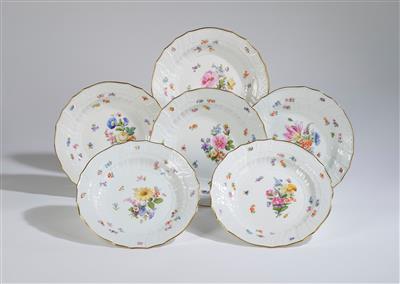 Dinner Plates with “New Brandenstein” Relief, 6 Elements, Meissen, Second Half of the 19th Century, - Nábytek, starožitnosti, sklo a porcelán