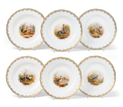 A Dinner Plates with “Poultry”, Meissen Late 19th Century, - Furniture, Works of Art, Glass & Porcelain