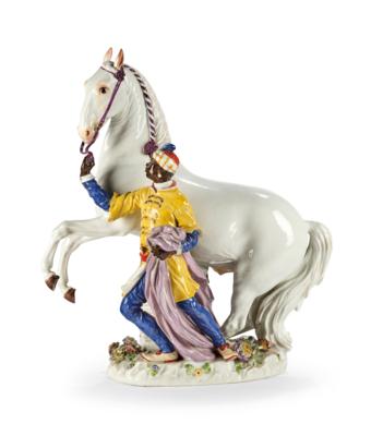 “African with White Horse”, Meissen 1924–1934, - Mobili; oggetti d'antiquariato; vetro e porcellana