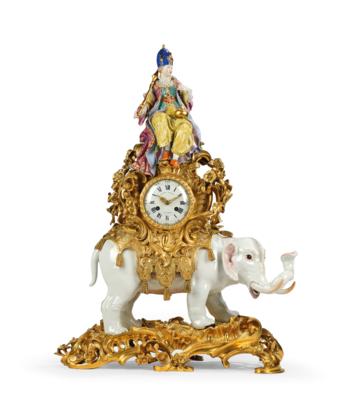 A Large Meissen Group with White Elephant, Magnificent Clock Case and Enthroned Sultanah, - Furniture; works of art; glass and porcelain