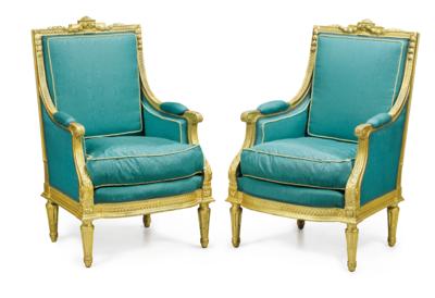 A Pair of Large Bergères, - Furniture; works of art; glass and porcelain